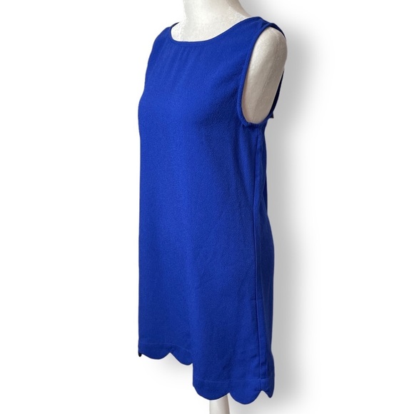 MITTOSHOP Size S Women's Cute Lightweight CREPE SCALLOP Hem Zip Dress Blue - Picture 4 of 8